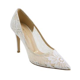 [KUHEE] Lace Pumps 6, 7, 8, 9cm(7012-wh)-Women's Wedding Party High Heel Lace Shoes Handmade - Made in Korea